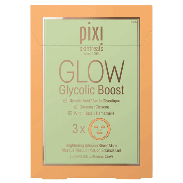 Pixi Glow Glycolic Boost Sheet Mask Pack Of 3